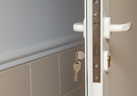 a British standard mortice lock set into a door 