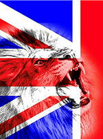 the logomark of Britannia locksmiths with a lion roaring overlaid with the Union Jack