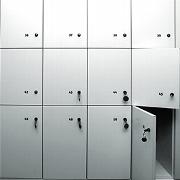 a row of different lockers with cam locks